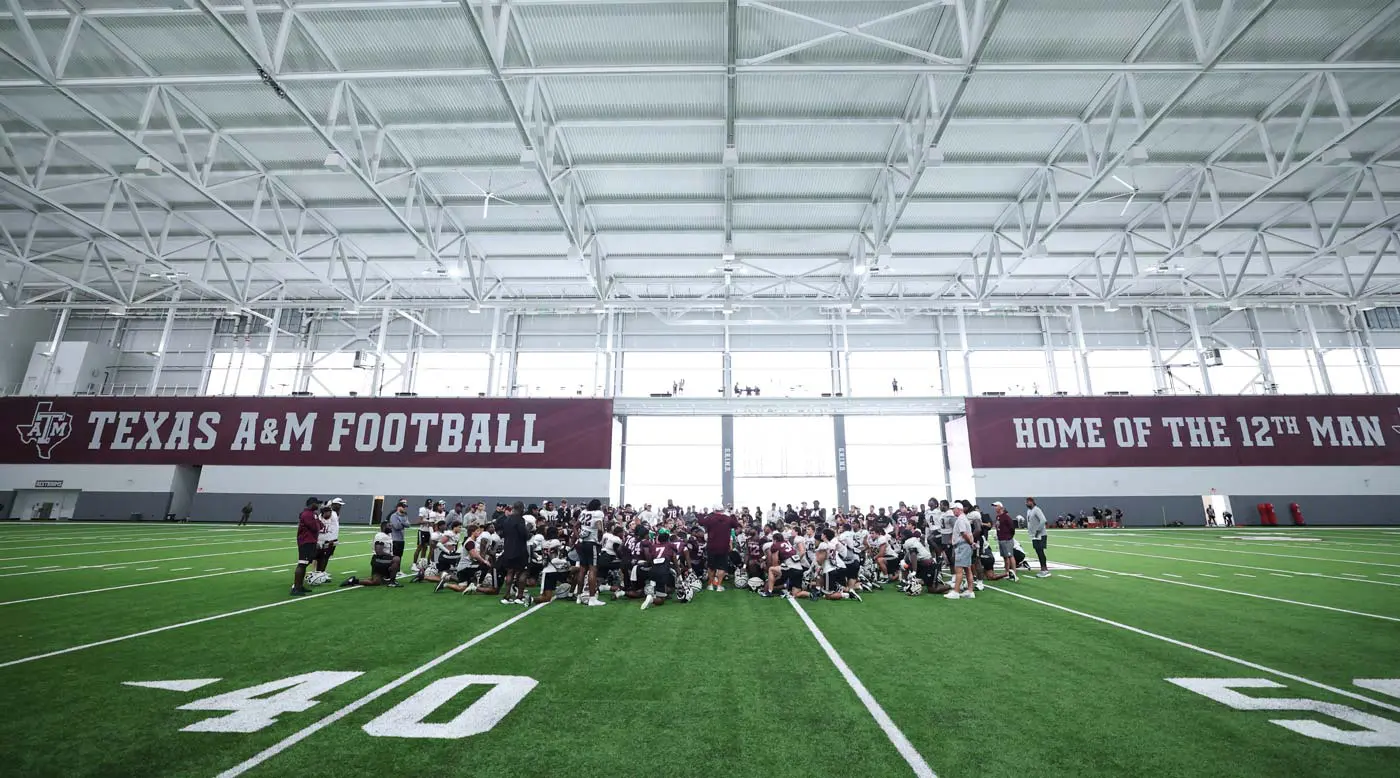 Interior shot of football training field
