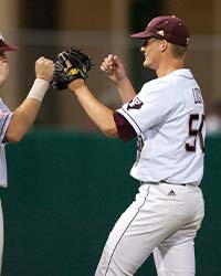 Barret Loux celebrating on the baseball field