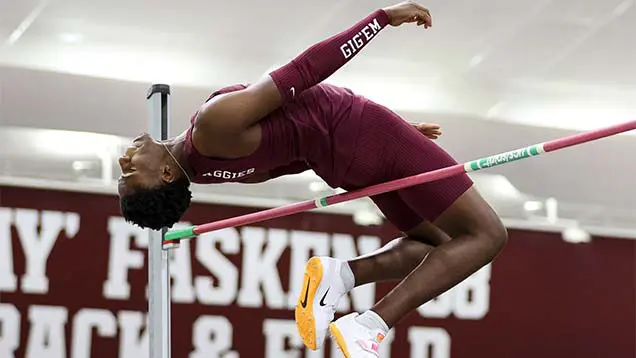pole vaulter running with pole